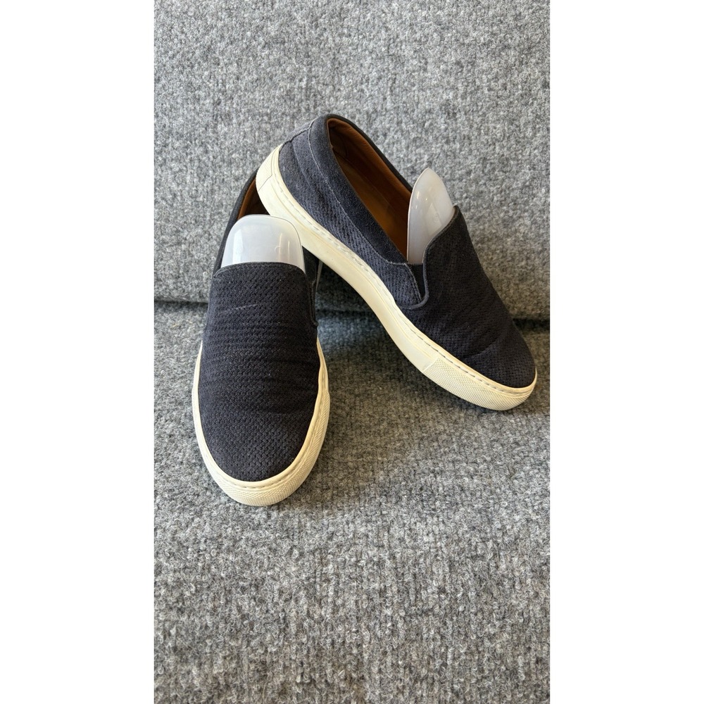 Aquatalia Navy Alisha Mini Embossed Suede Slip-on Sneakers Weatherproof Sz 6.5